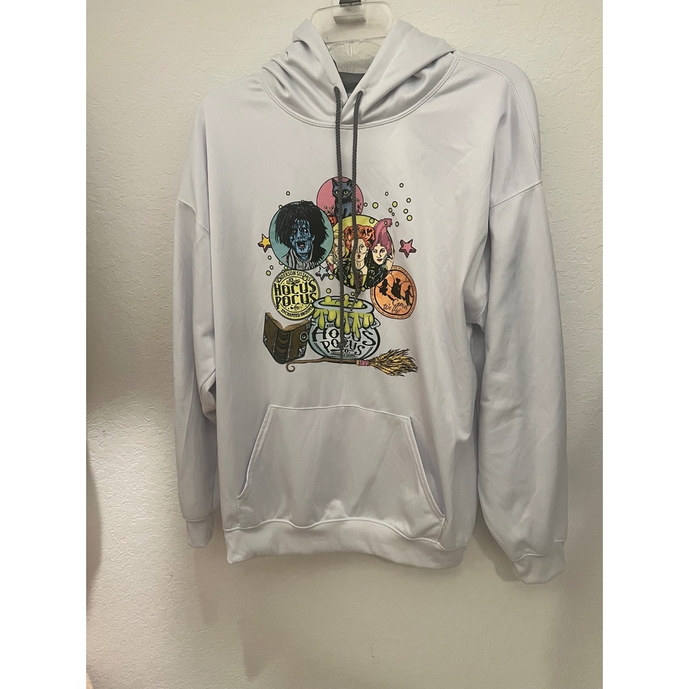 A4 Hocus Pocus White Hoodie Sanderson Sisters Billy Butcherson Graphic Large